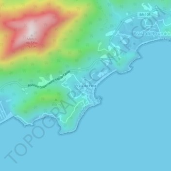 Mappa topografica Praia do Félix, altitudine, rilievo
