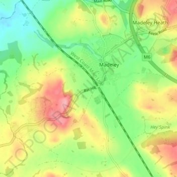 Mappa topografica Barhill, altitudine, rilievo