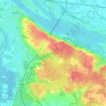 Mappa topografica Les Pentes, altitudine, rilievo
