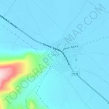 Mappa topografica Acora, altitudine, rilievo