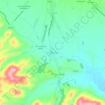 Mappa topografica Ponte d'Assi, altitudine, rilievo