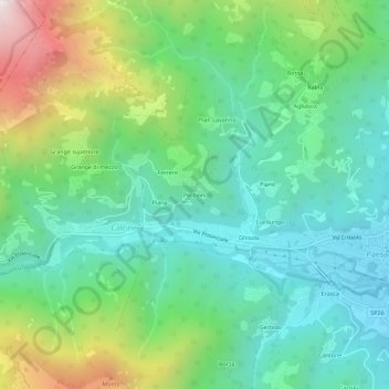 Mappa topografica Peccioni, altitudine, rilievo