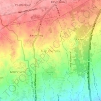 Mappa topografica Mojon-Tampoy, altitudine, rilievo