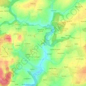 Mappa topografica Le Roc, altitudine, rilievo