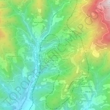 Mappa topografica Poggiolo, altitudine, rilievo
