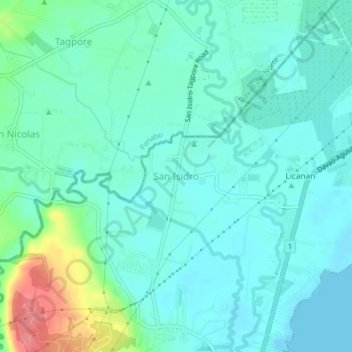 Mappa topografica San Isidro, altitudine, rilievo