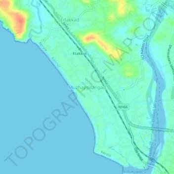 Mappa topografica Muzhappilangad, altitudine, rilievo