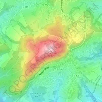 Mappa topografica Schaumberg, altitudine, rilievo