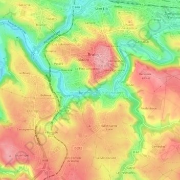 Mappa topografica Roc de Tripadou, altitudine, rilievo
