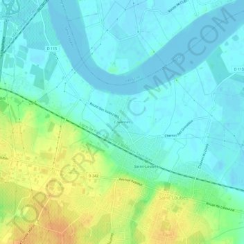 Mappa topografica Cavernes, altitudine, rilievo