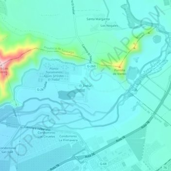 Mappa topografica El Trebal, altitudine, rilievo