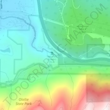 Mappa topografica Twin Falls (Upper), altitudine, rilievo