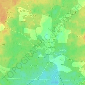 Mappa topografica Lagraula, altitudine, rilievo