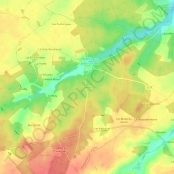 Mappa topografica La Jallais, altitudine, rilievo