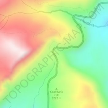 Mappa topografica Coal Bank Pass, altitudine, rilievo