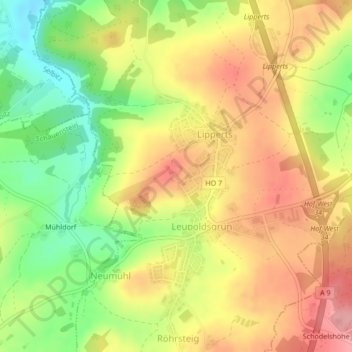 Mappa topografica Hoher Stein, altitudine, rilievo