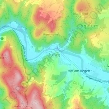 Mappa topografica Stefling, altitudine, rilievo