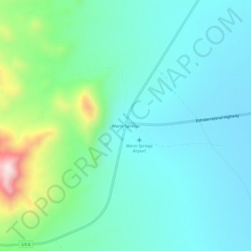 Mappa topografica Warm Springs, altitudine, rilievo