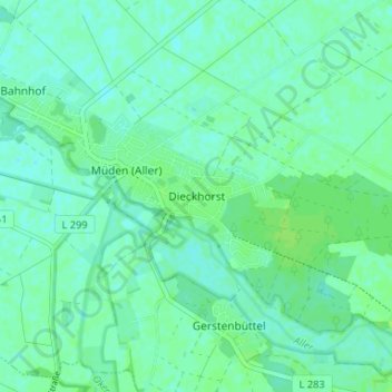 Mappa topografica Dieckhorst, altitudine, rilievo