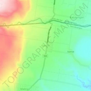 Mappa topografica Gastav, altitudine, rilievo