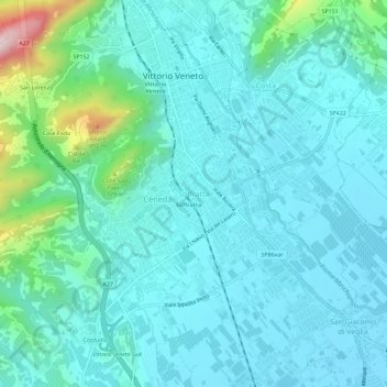 Mappa topografica Soffratta, altitudine, rilievo