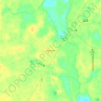 Mappa topografica Starksville, altitudine, rilievo