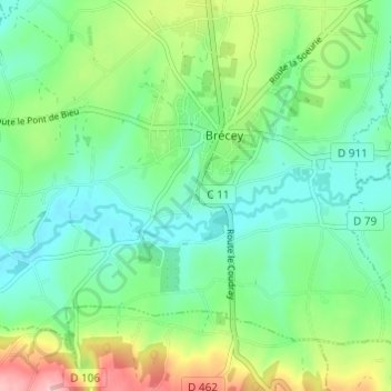 Mappa topografica Le Vieux Bourg, altitudine, rilievo