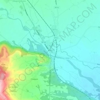 Mappa topografica Bastia, altitudine, rilievo