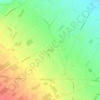 Mappa topografica Tetti Pesio, altitudine, rilievo