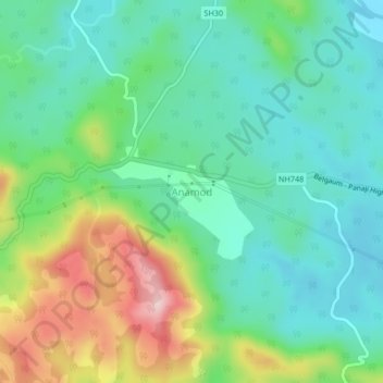 Mappa topografica Anamod, altitudine, rilievo