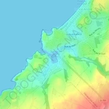 Mappa topografica Port de Dahouët, altitudine, rilievo