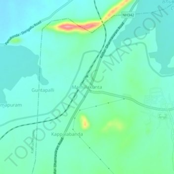 Mappa topografica Mamillakunta, altitudine, rilievo
