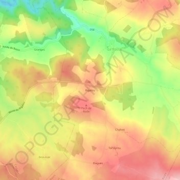 Mappa topografica Rigalou, altitudine, rilievo