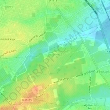 Mappa topografica Couhins, altitudine, rilievo