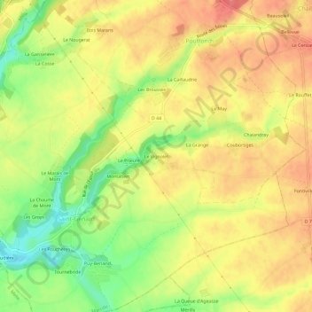Mappa topografica Le Vignolet, altitudine, rilievo
