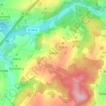 Mappa topografica Zobes, altitudine, rilievo