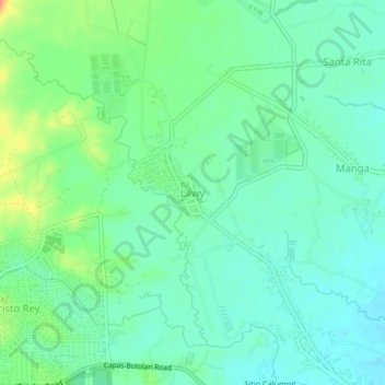 Mappa topografica Lawy, altitudine, rilievo
