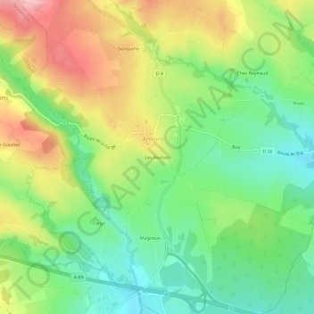 Mappa topografica Les Roches, altitudine, rilievo