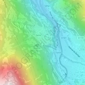 Mappa topografica Bisens, altitudine, rilievo