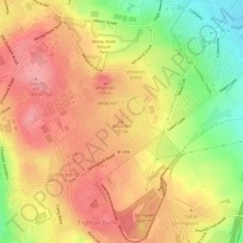 Mappa topografica Black Hill, altitudine, rilievo