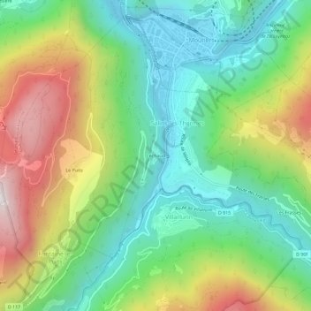 Mappa topografica Léchaud, altitudine, rilievo