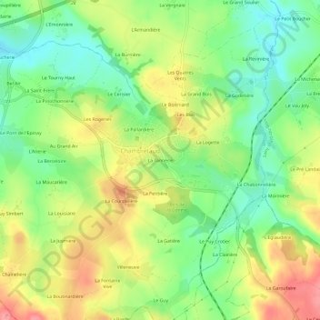Mappa topografica La Tannerie, altitudine, rilievo