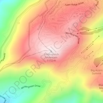 Mappa topografica Devils Knob, altitudine, rilievo
