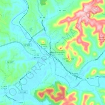 Mappa topografica Irvine, altitudine, rilievo