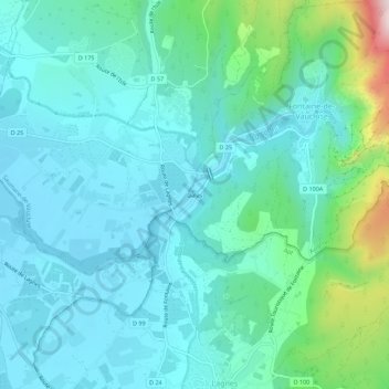 Mappa topografica Galas, altitudine, rilievo