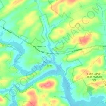Mappa topografica Pleasant Valley, altitudine, rilievo