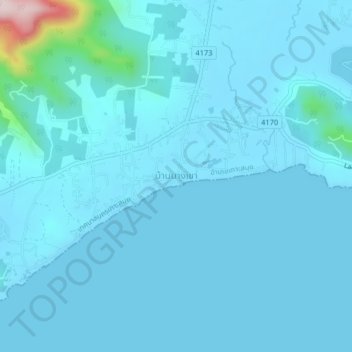 Mappa topografica Ban Bang Khao, altitudine, rilievo