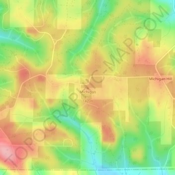 Mappa topografica Michigan Hill, altitudine, rilievo