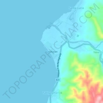 Mappa topografica Guinabasan, altitudine, rilievo