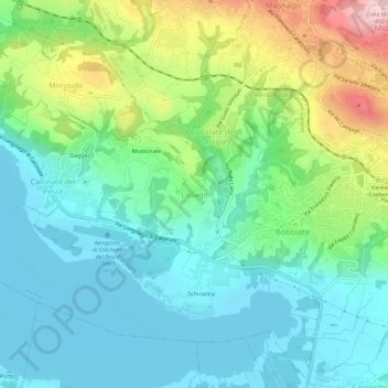 Mappa topografica Lissago, altitudine, rilievo